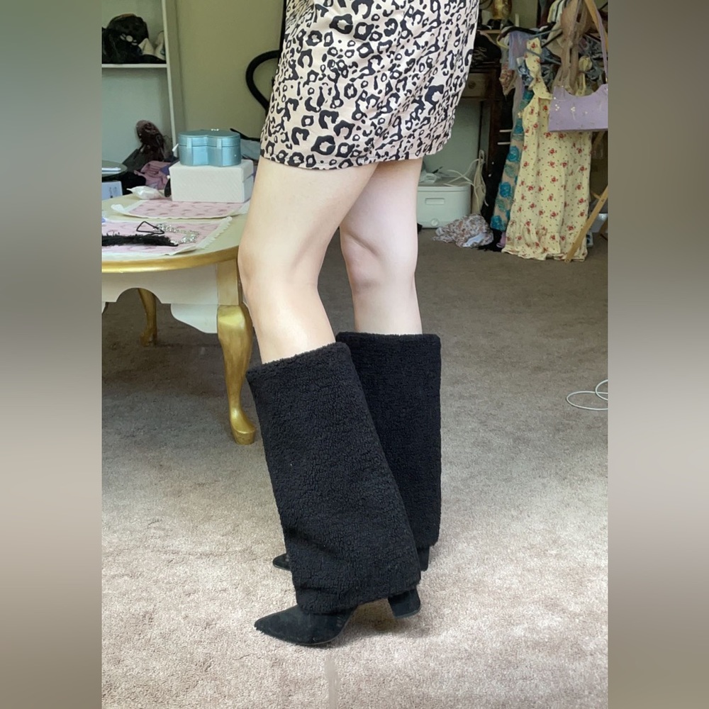 Knee Fur Heeled Boots